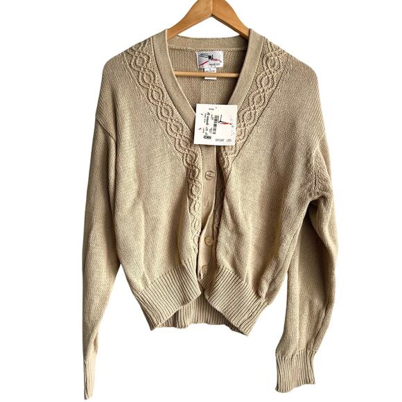 Vintage NWT Brown Knit Cardigan Sport Size Woman’s Large 19x25 - Picture 1 of 6